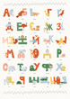 Vector children's poster with the Ukrainian alphabet and animals, with captions to them. Flat modern illustration in muted colors with simple light drawings