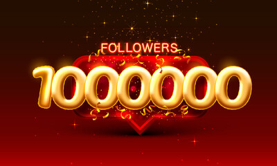 Poster - Thank you followers peoples, 1000k online social group, happy banner celebrate, Vector