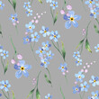Wallpaper vintage blue blossom flower daisy pattern.