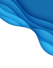 Wall Mural - Abstract background in paper cut style. 3d wallpaper with cut out deep waves modern cover. Blue color layers with smooth shadow papercut art. Vector card illustration, origami geometric shapes
