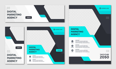 Wall Mural - set of editable instagram post template modern background. promotional web banner for company busine
