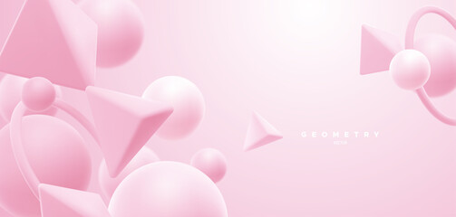 Poster - Pink geometric shapes backdrop. Abstract background.