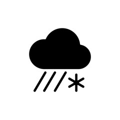 Wall Mural - Raincloud with snow glyph icon. Weather sign