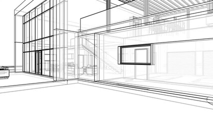 modern house architectural drawings 3d rendering