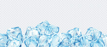 Realistic Ice Cubes Isolated On White Transparent Background. Vector Illustration