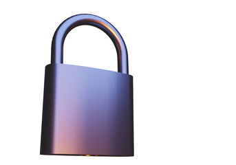 Poster - Dark padlock. Smooth door lock without inscriptions. Realistic hinged zmok. Padlock isolated. Gate lock on a white background. Three-dimensional padlock design. 3d visualization.