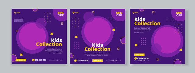 Wall Mural - Kids fashion sale social media banner template premium vector