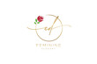 initial ED Feminine logo beauty monogram and elegant logo design, handwriting logo of initial signature, wedding, fashion, floral and botanical with creative template.
