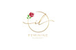 initial IL Feminine logo beauty monogram and elegant logo design, handwriting logo of initial signature, wedding, fashion, floral and botanical with creative template.