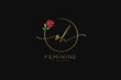 initial OH Feminine logo beauty monogram and elegant logo design, handwriting logo of initial signature, wedding, fashion, floral and botanical with creative template..