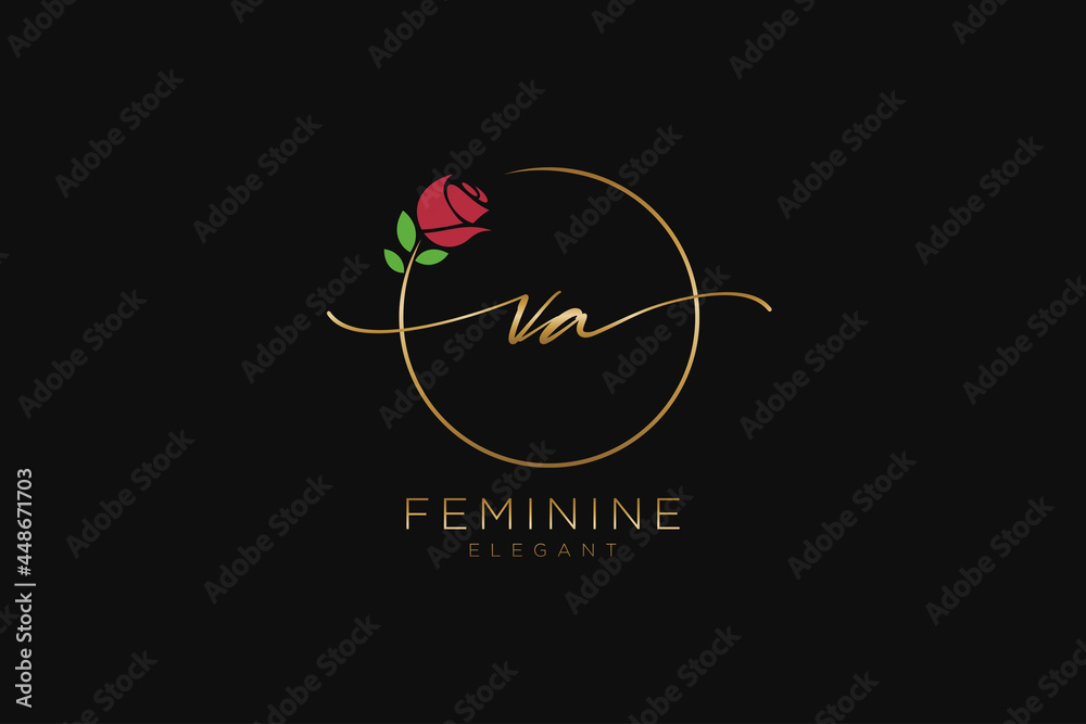 initial VA Feminine logo beauty monogram and elegant logo design ...