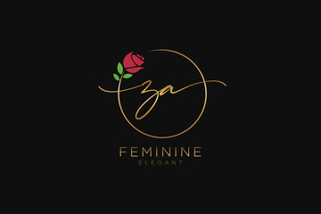 Wall Mural - initial ZA Feminine logo beauty monogram and elegant logo design, handwriting logo of initial signature, wedding, fashion, floral and botanical with creative template.