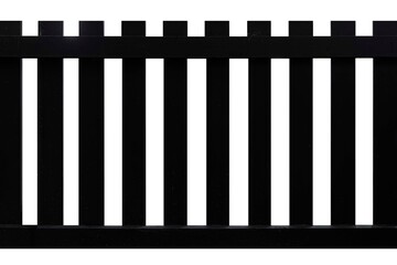 Wall Mural - Dark black hardwood fence isolated on a white background