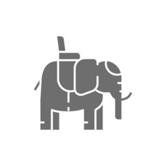 Sticker - Indian elephant with a saddle grey icon.