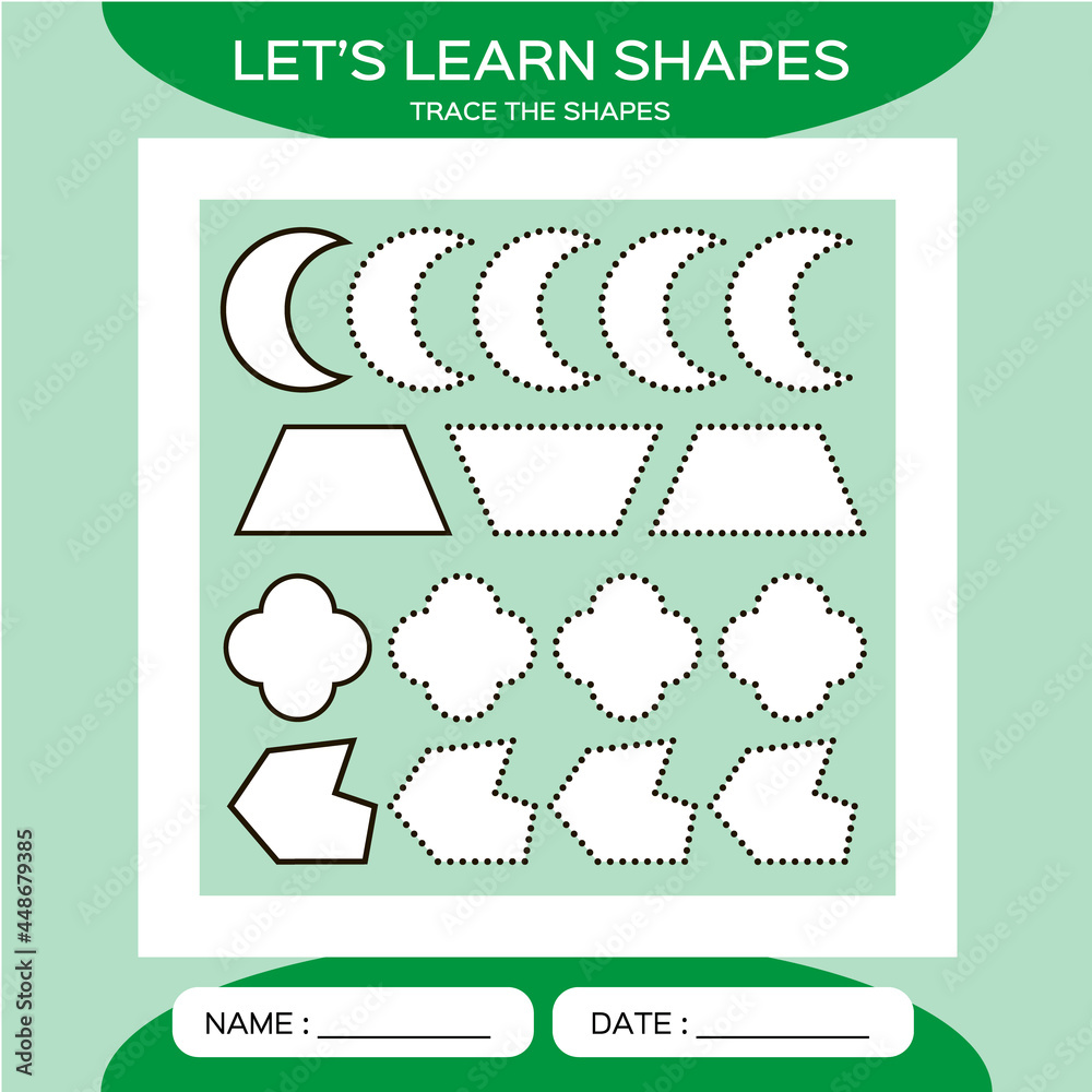 Crescent. Trapezium. Quatrefoil. Polygon. Basic geometric shapes for ...