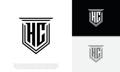 Wall Mural - Initials HC logo design. Luxury shield letter logo design.