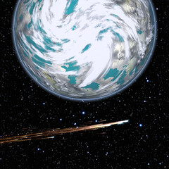 Wall Mural - comet over the earth. meteor rain. the elements of this image furnished by nasa.