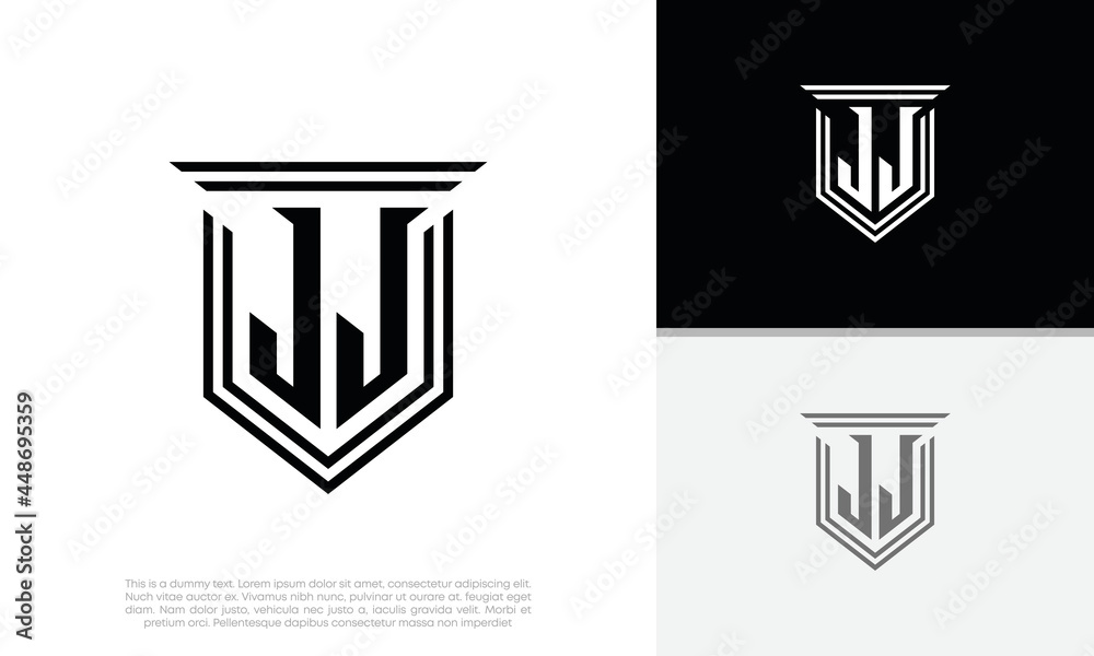 Initials JJ logo design. Luxury shield letter logo design. Stock Vector ...