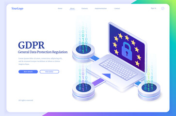 GDPR, general data protection isometric landing