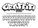 Fototapeta Młodzieżowe - Graffiti vector font. Capital letters, numbers and glyphs alphabet.