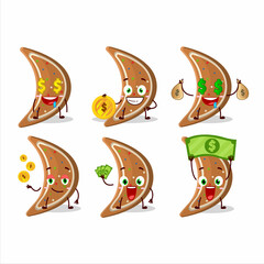 Sticker - Gingerbread moon cartoon character with cute emoticon bring money