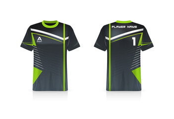 Specification Soccer Sport mockup , Esports Gaming T Shirt Jersey template. mock up uniform . Vector Illustration design