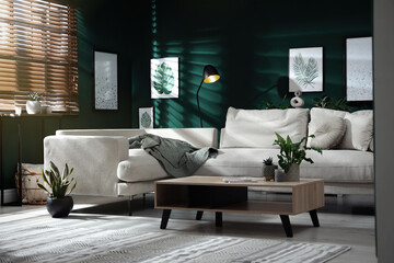 Wall Mural - Modern living room interior with stylish comfortable sofa