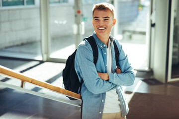 Confident young guy in college