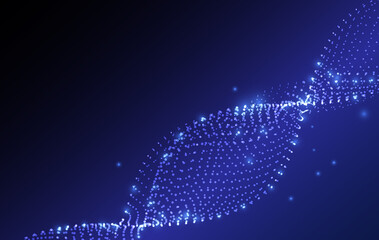 Poster - Digital wave with meny dots. Abstract backdrop of dynamic wave. Technology or science banner.