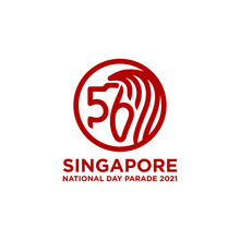 Lion Head Symbol And Number 56. Singapore National Day Parade Logo Design.