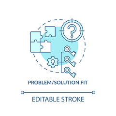 Problem, solution fit blue concept icon. Market demand satisfaction. Successful business. Startup launch abstract idea thin line illustration. Vector isolated outline color drawing. Editable stroke