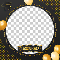 Canvas Print - class of 2021 graduation golden luxury design with balloon and cap