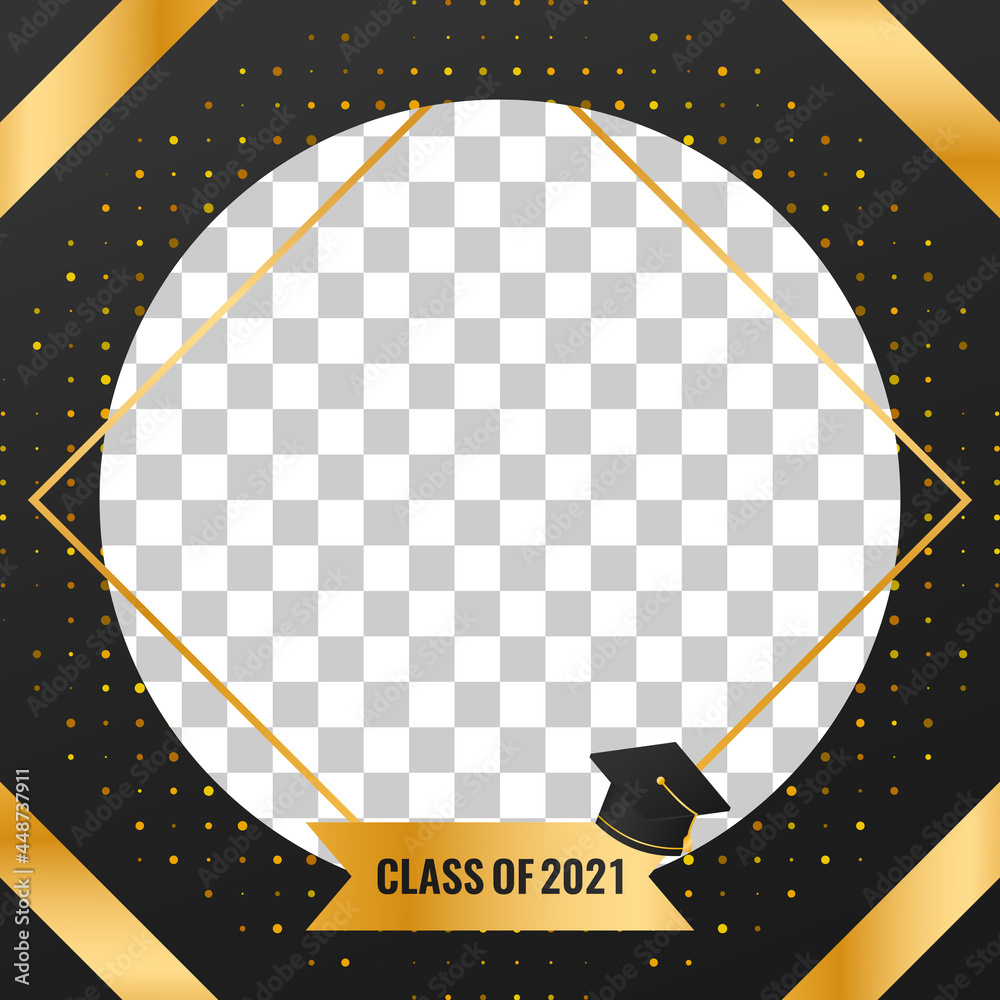 class of 2021 graduation banner design with golden luxury halftone ...