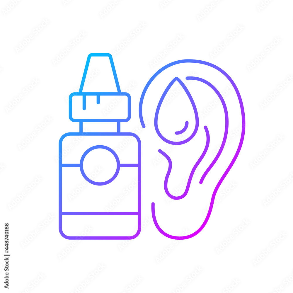 Ear drops gradient linear vector icon. Earwax removing. Ear ...