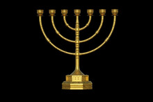 Ancient Menorah Isolated On Black Background. 3D Render
