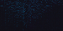 Blue Dust Falling Flying Sparkling Confetti Dots Of Vertical Lines. Shimmering Glow Glittering Gold Glitter Particles Effect. Glitter Rain, Blue Star Dust, Bright Blue Sparkles On Black. Vector