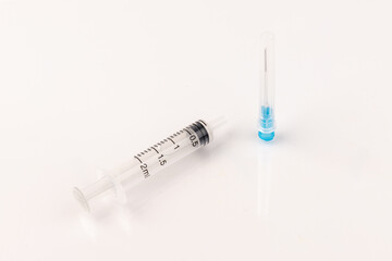 Wall Mural - Medical plastic disposable syringe with needle. Applicable for vaccination.