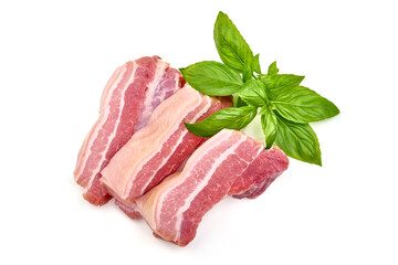 Wall Mural - Raw pork belly, isolated on white background. High resolution image.