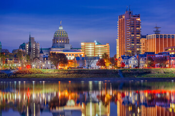 Wall Mural - Harrisburg, Pennsylvania, USA skyline on the Susquehanna River.