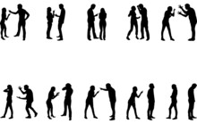 Couples Angry Silhouette Vector
