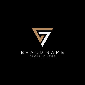 C7 C AND 7 Abstract initial monogram letter alphabet logo design template. Black background.
