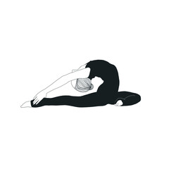 Woman doing yoga. Girl practices  asana pose. Vector design flat character isolated on white background. Hand drawn art. 