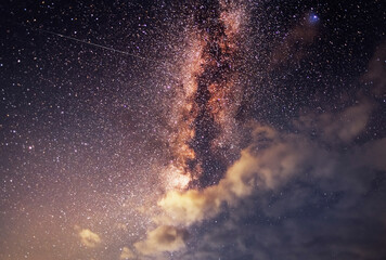 Wall Mural - beautiful bright milky way galaxy on the dark sttary sky. space, astronomical background