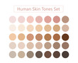 Human skin tones set vector. Face and body complexion palette illustration.