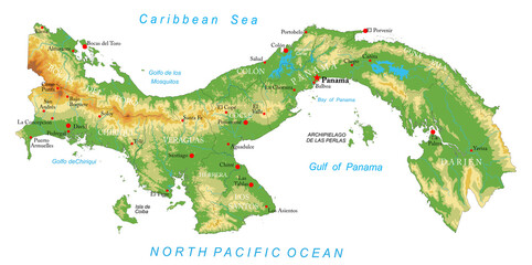 Panama physical map