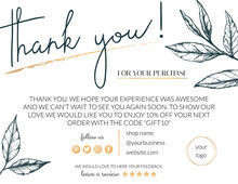 Vector Illustration Of A Thank You Card For Business. Elegant Card For Decorating Handmade Products