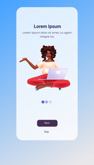 Poster - woman using laptop social media network online communication concept