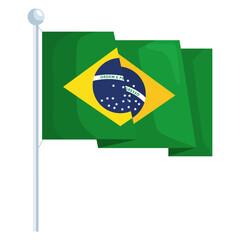 Canvas Print - brazil flag with flagpole