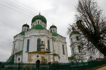 Wall Mural - Orthodox Cathedral of the Assumption in old historical town Novhorod-Siverskyi, Ukraine. October 2014