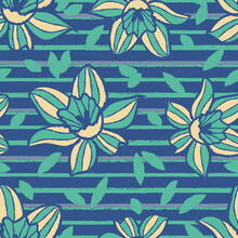 Vector Yellow Green Floral Blue Repeat Pattern